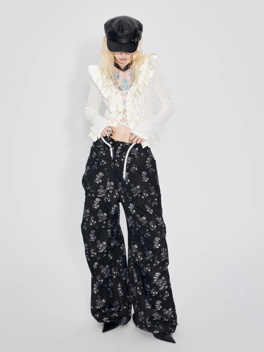 Flower Retro Loose Casual Pants