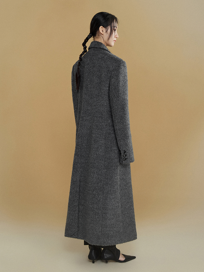 Wide Shoulder One Button Long Coat