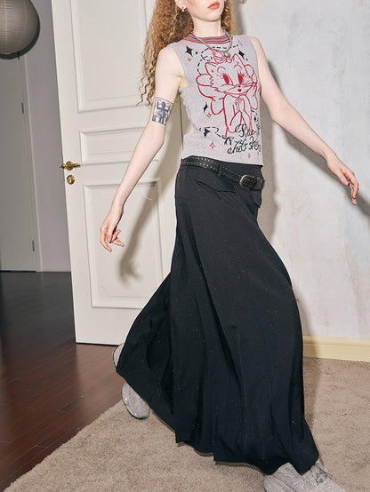 Hot Diamond Design Long Pleated Skirt