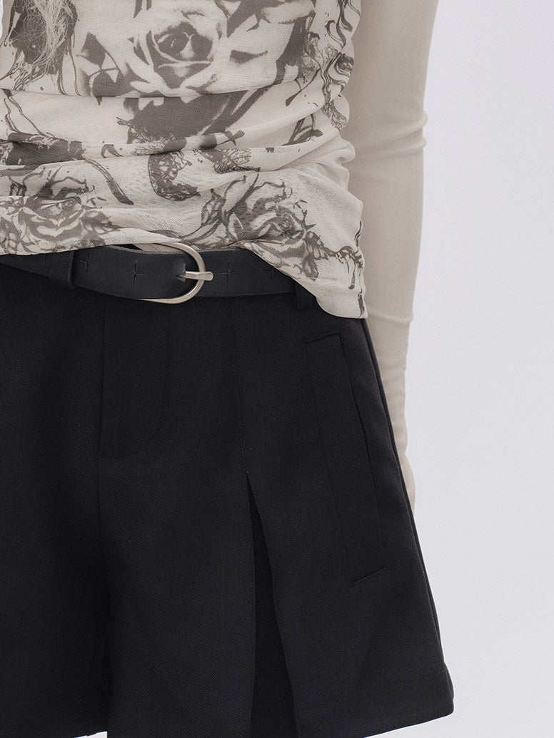 Double Belt Three-Dimeral PLEATED SHORTS