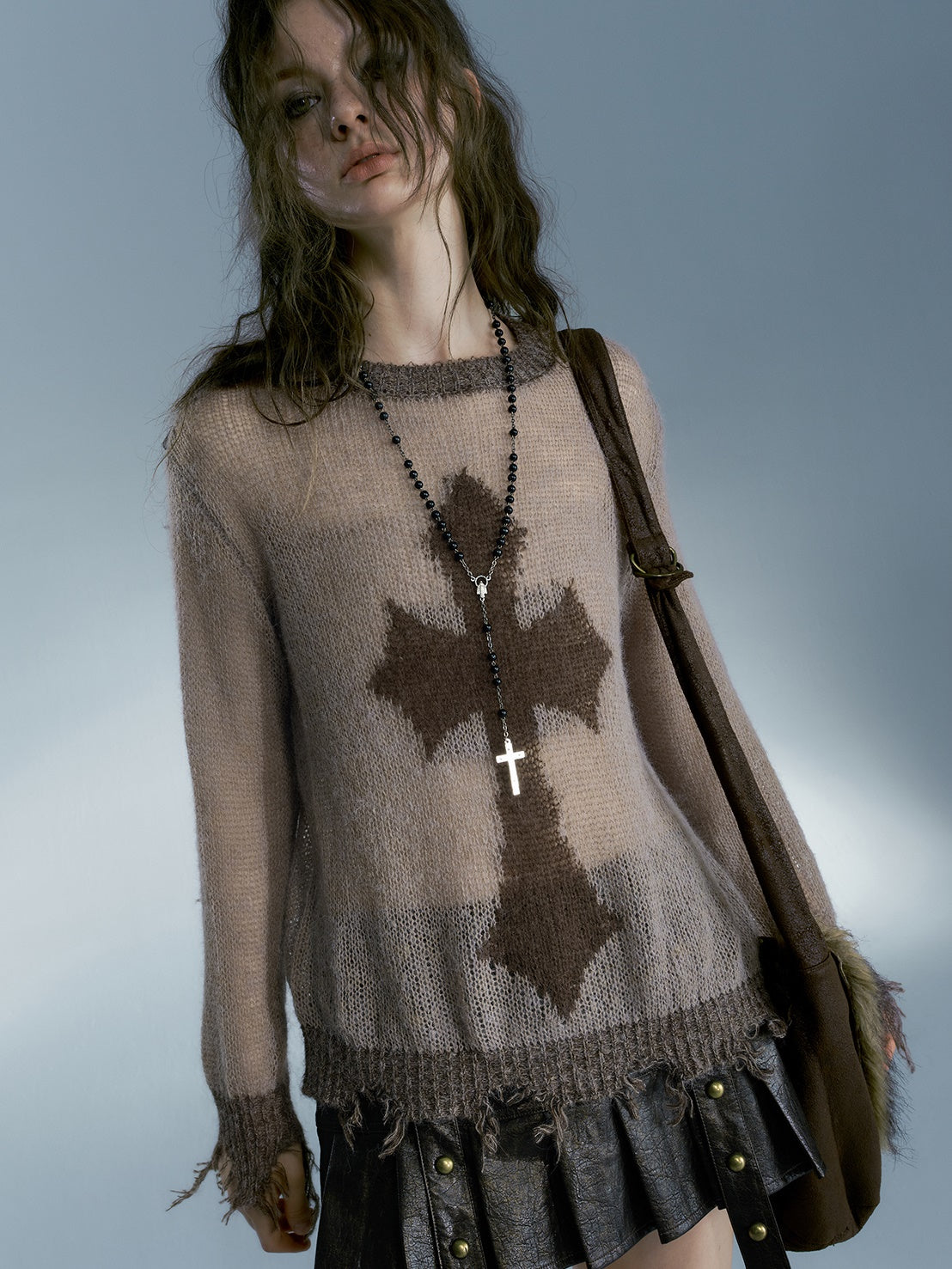 Cross Design Loose Sweater