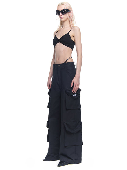 Multi-pocket Wide Leg Pants