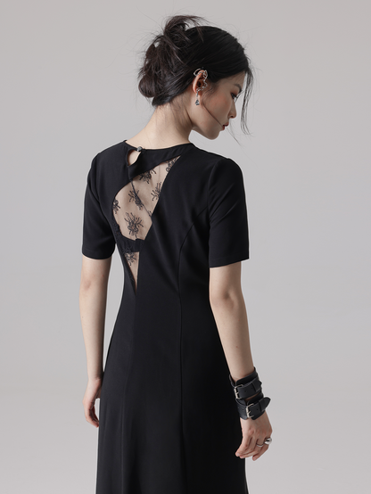 Lace Stitching Hollow Backless Cheongsam Dress