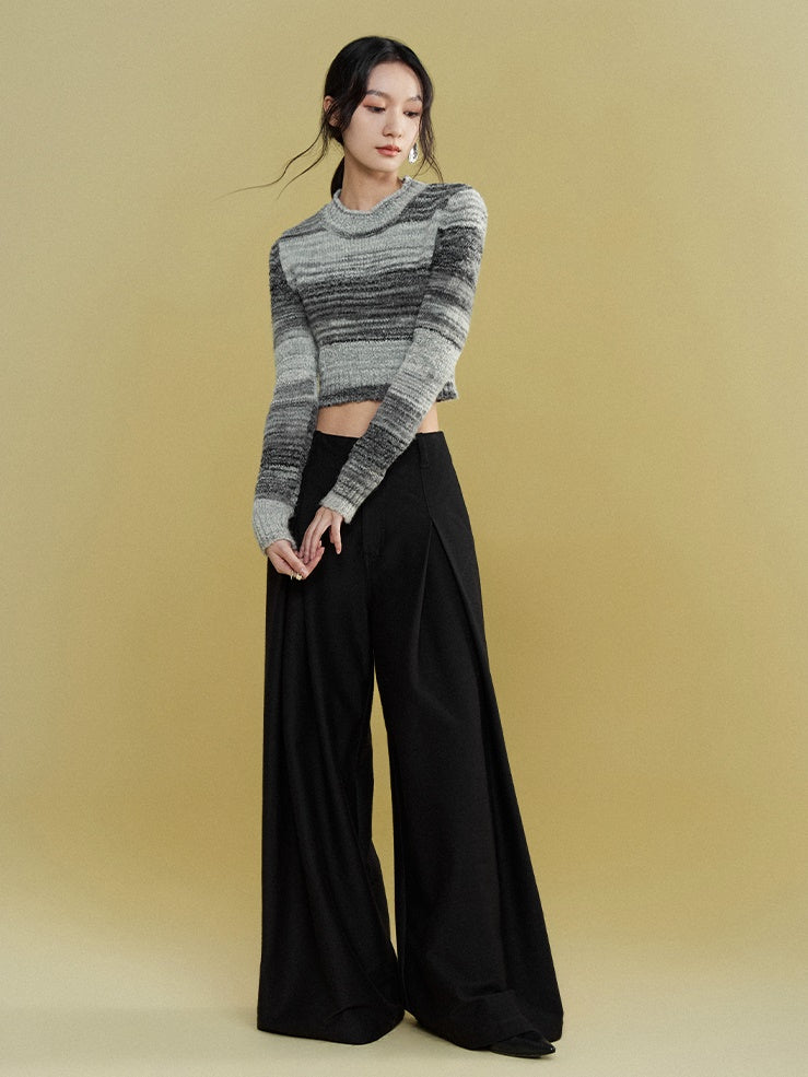 I-shaped Pleated Wide-leg Casual Pants