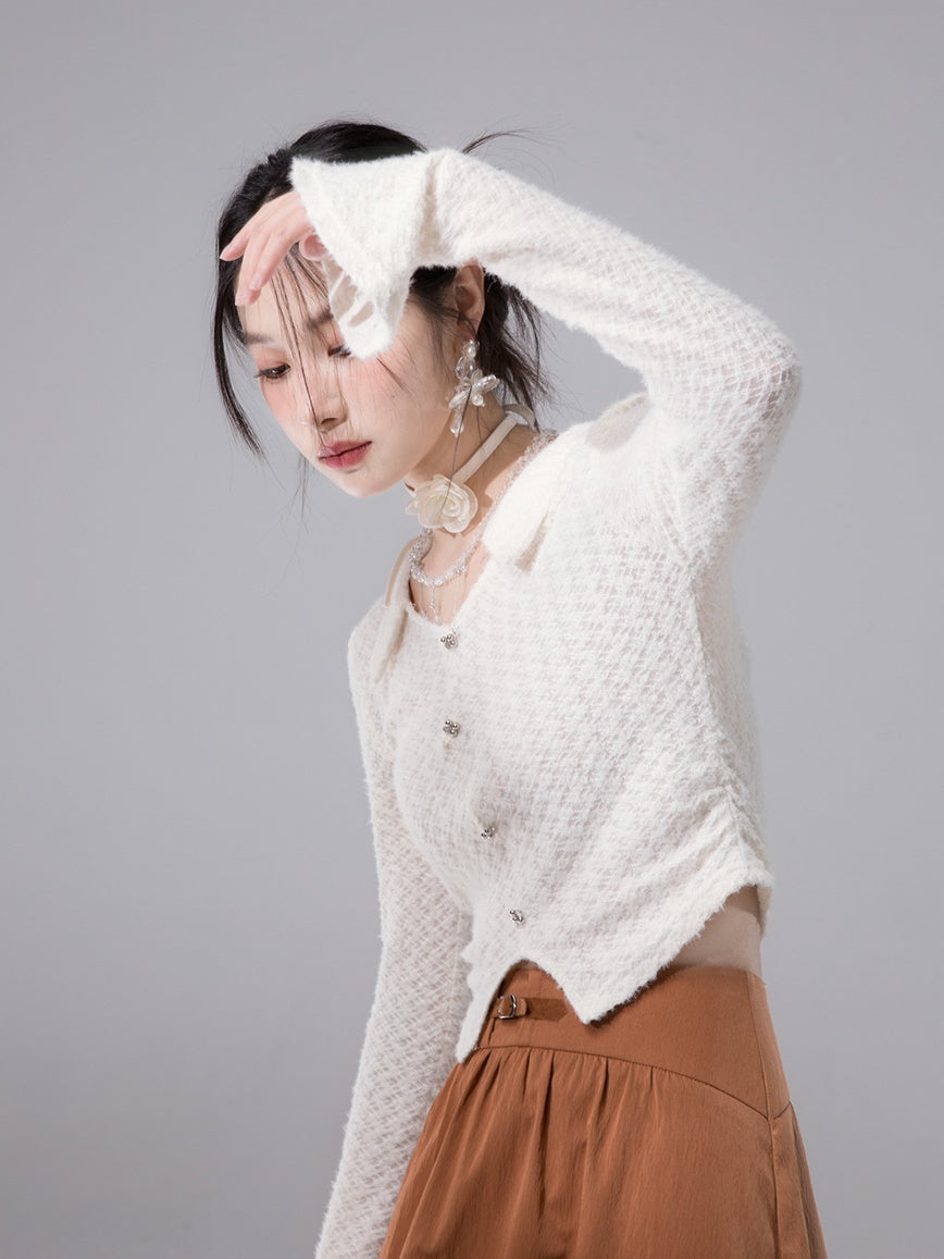 Feather Touch Hollow Knit Sweater