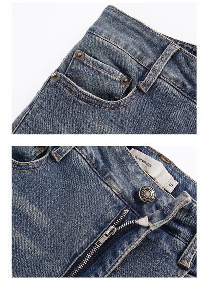 Slim Fit Elastic Flared Denim Pants