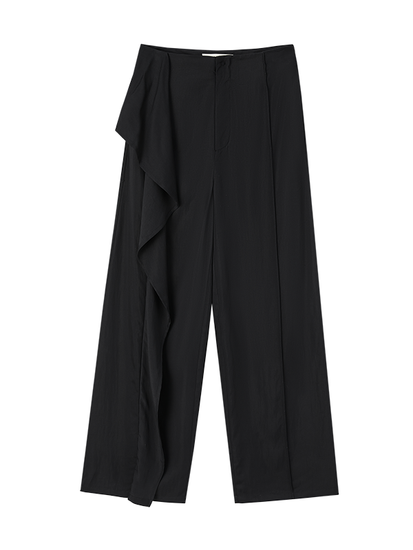 Pantalon occasionnel de drapé à feuilles lâches