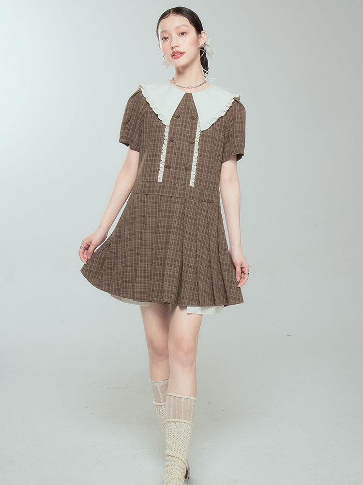 Doll Collar Plaid One-piece