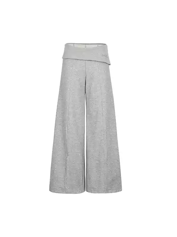 Knit Stretch Loose Plain Wide-Pants