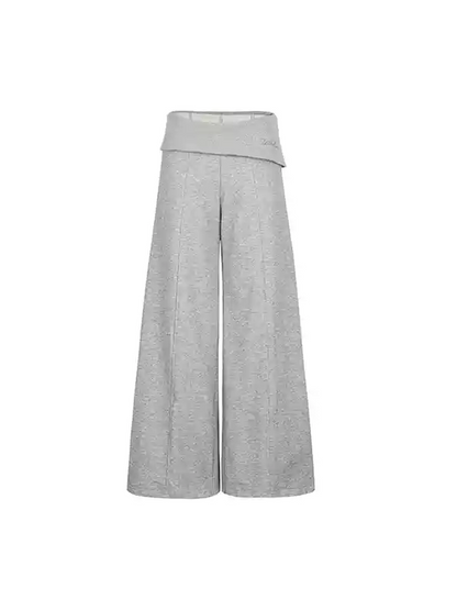 Knit Stretch Loose Plain Wide-Pants