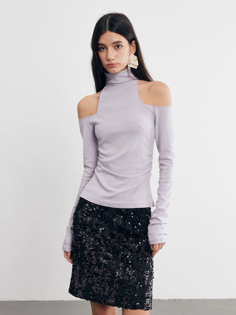 High Neck Hollow Off Shoulder Bottoming Top