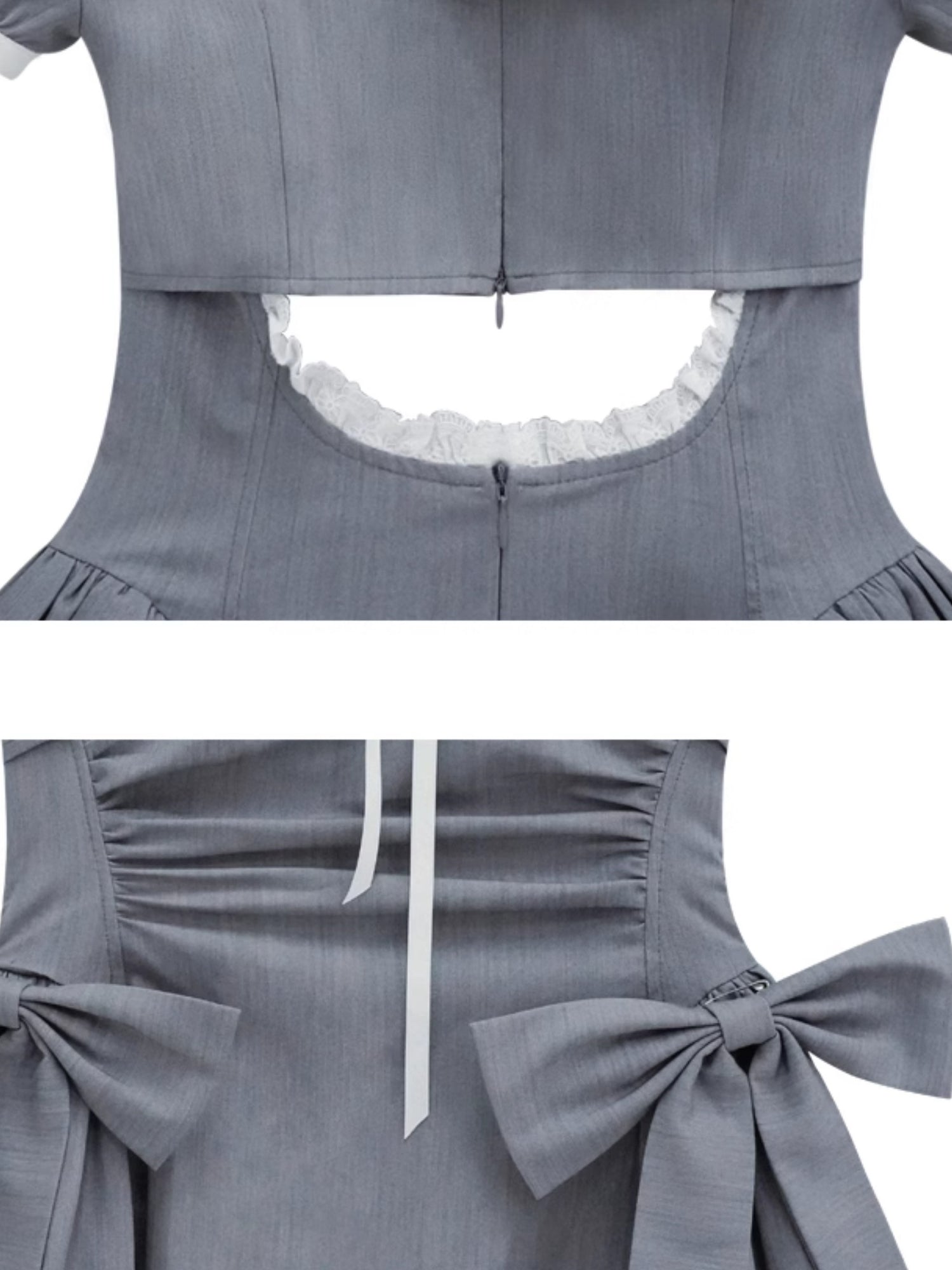 Sailor Collar Ribbon Waist One-piece