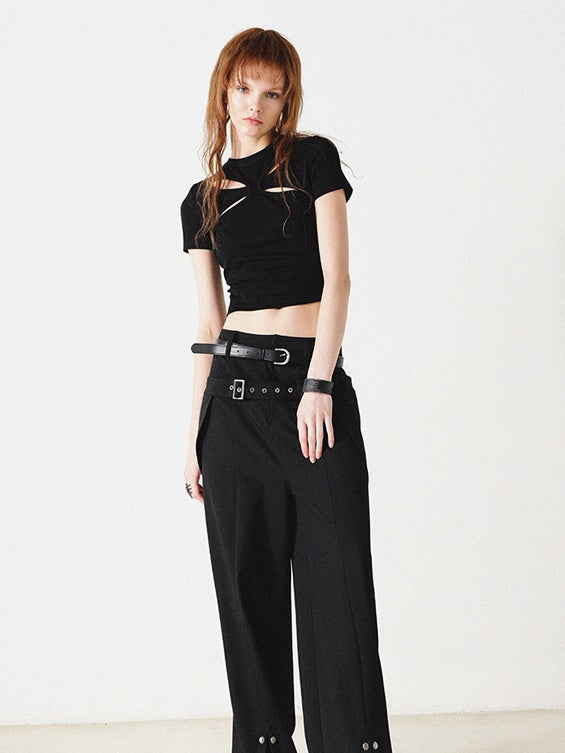 Hollow Slim Navel T-shirt