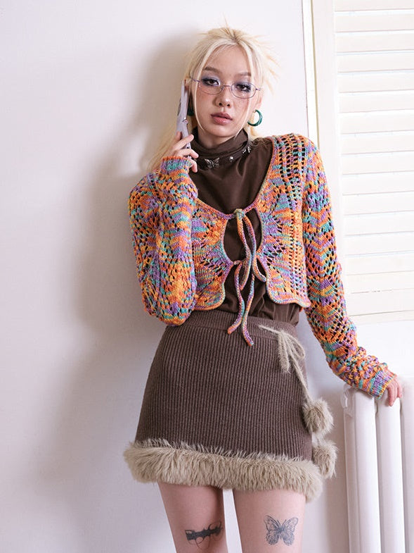 2way Fur Stitch Mini Skirt – ARCANA ARCHIVE