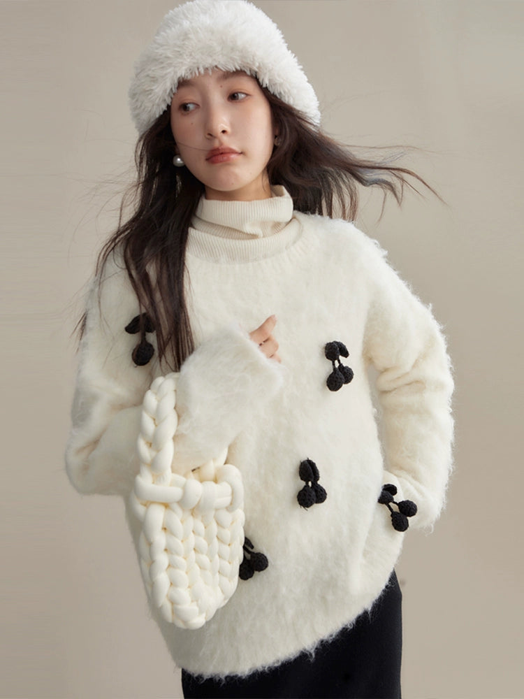 Cherry Motif Pullover Sweater