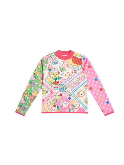 Retro Cartoon Printed Bottle-neck Sweater