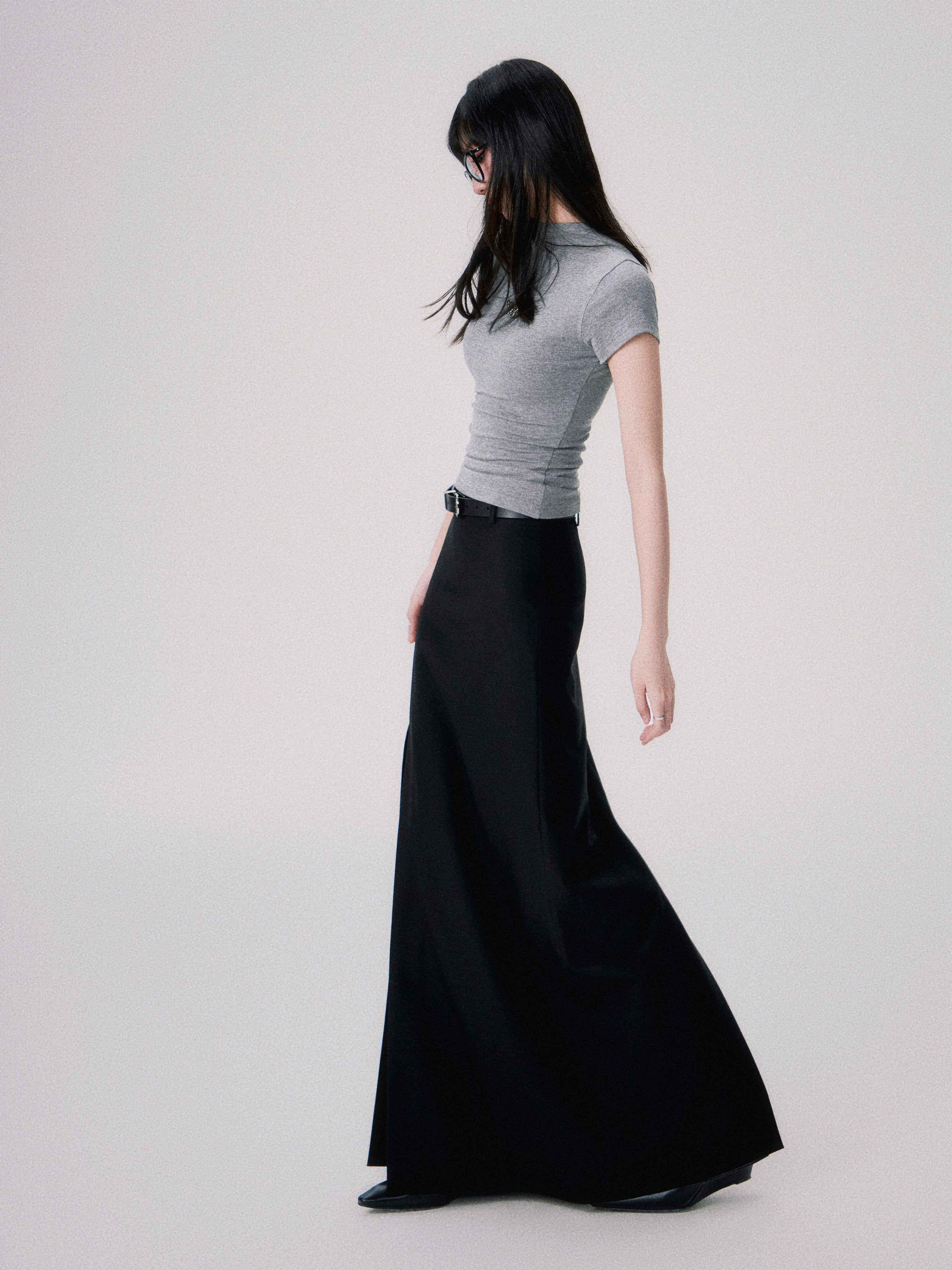 Straight Mid-waist Long Slit Skirt