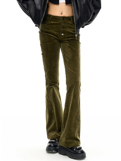 High-waist Slim Corduroy Bootleg Pants