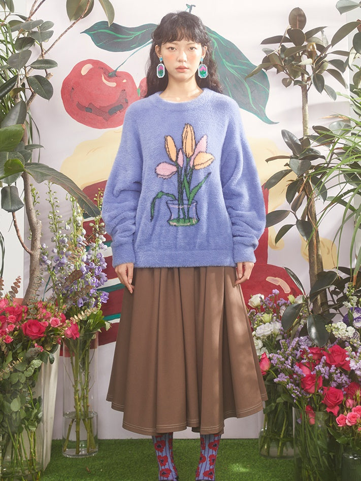 Tulips Jacquard Loose Sweater