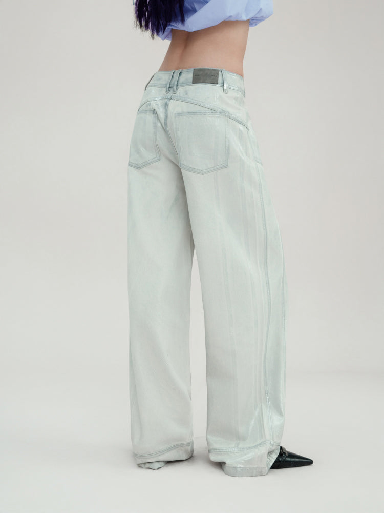 Silver Loose econstructed Wide-leg Jeans