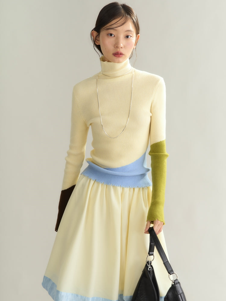 Multi-Color Nichi High-Neck Casual Knit