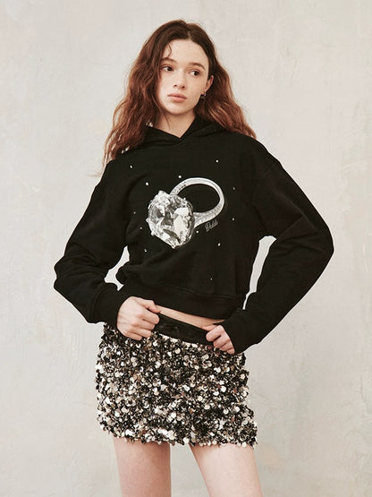 Diamond Ring Printed Hooded Sweat