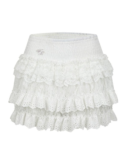 Lace Puffy Short Cake Skirt