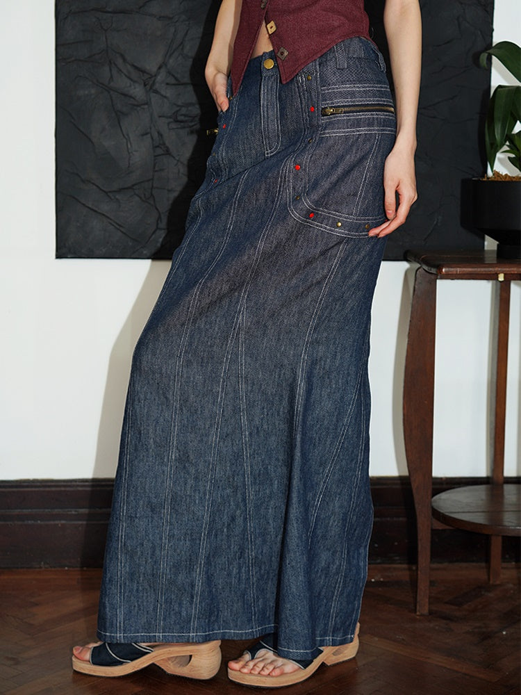 Long denim 2024 mermaid skirt