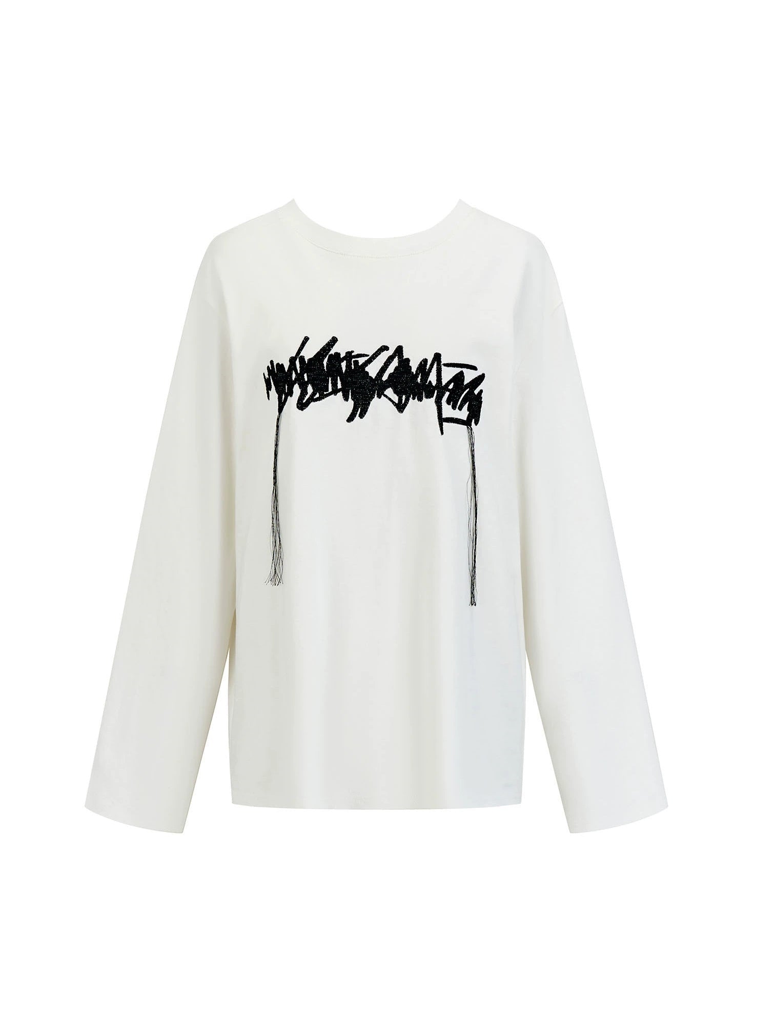 Hollow Embroidery Loose Long-sleeved T-shirt