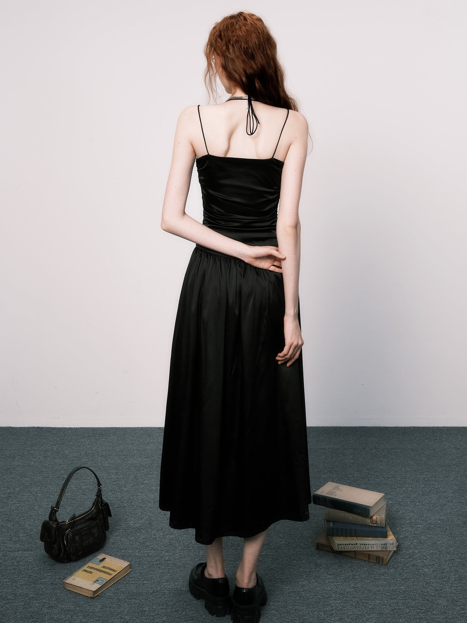 Backless Suspender Drape Long Dress