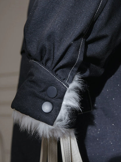 Fur Collar Denim Down Jacket