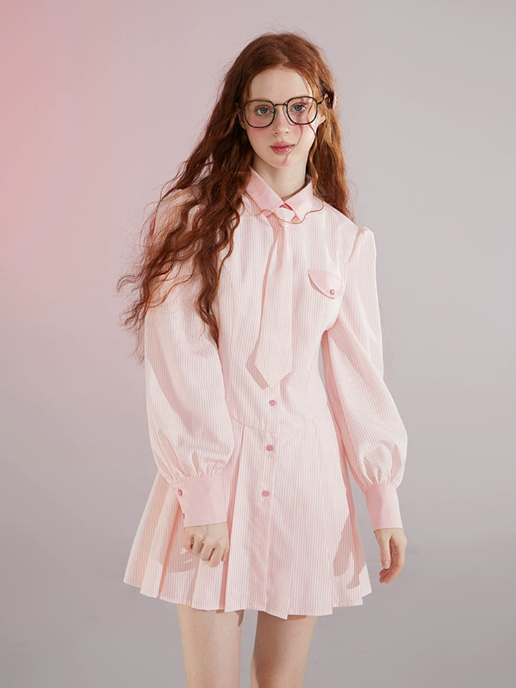 Robe de chemise à rayures de style collègue