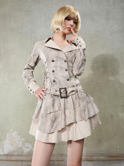 Double Blest Suit Style Belted Dress