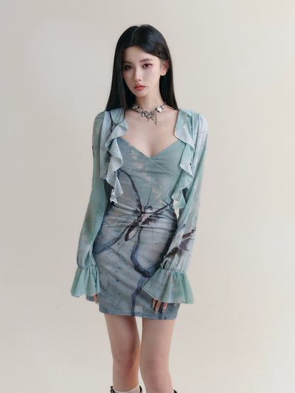 Butterfly Suspender Slim Dress