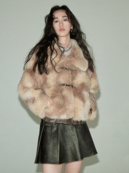 Smudged Color Fur Short Coat