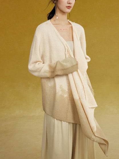 Asymmetric Placket Knitted Robe Cardigan