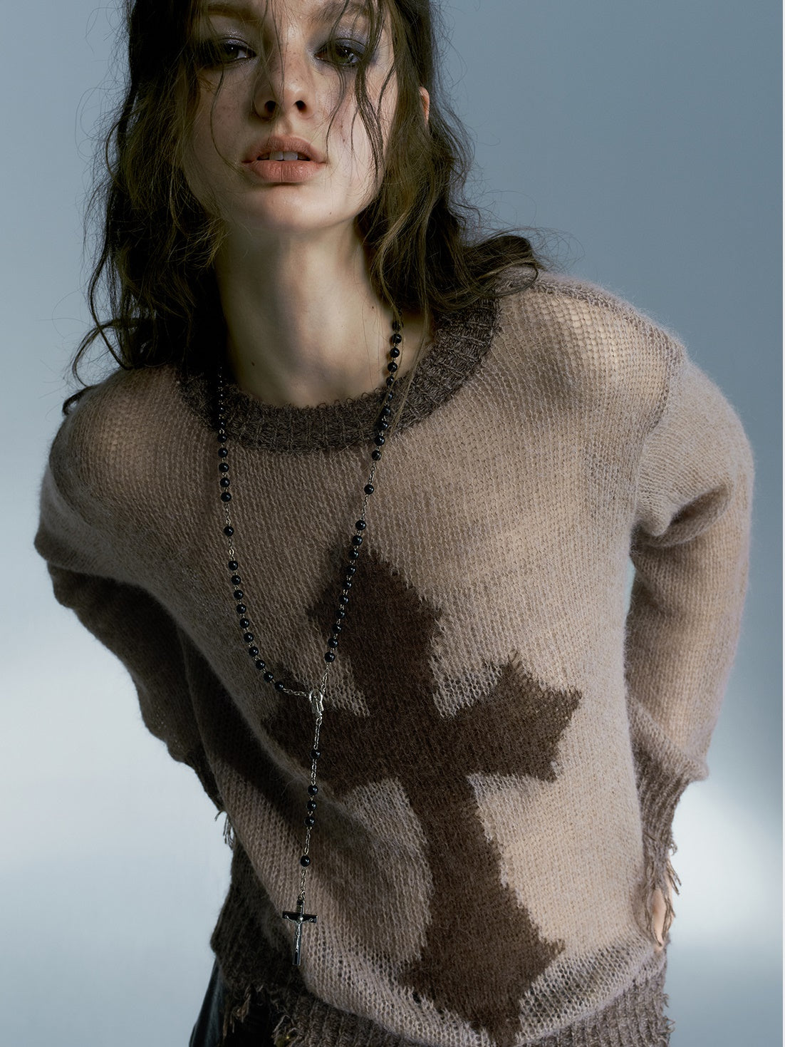 Cross Design Loose Sweater