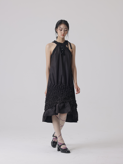 Washer Pleat Stitch Sleeveless Dress