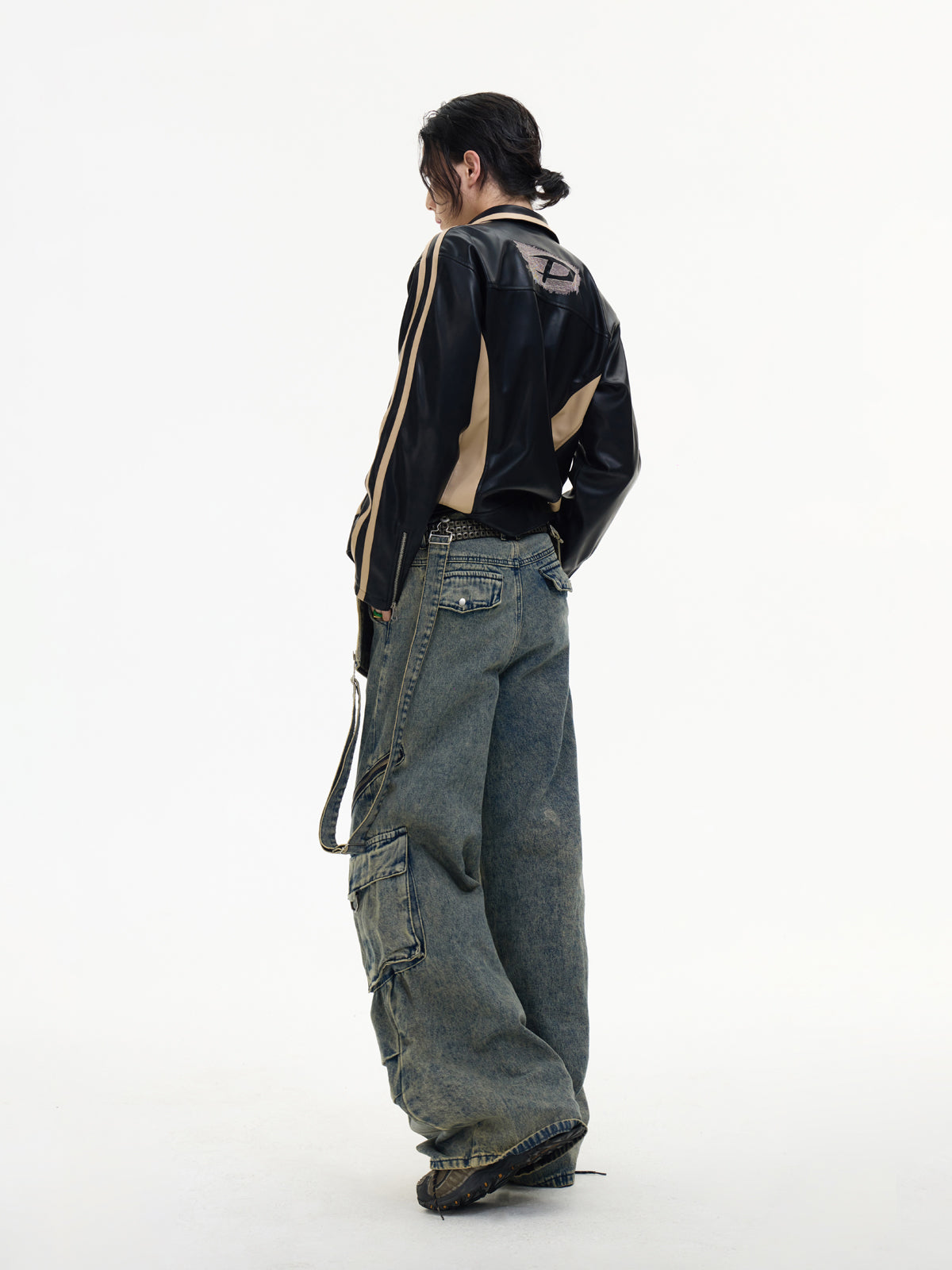 Detachable Suspender Washed Multi-pocket Cargo Jeans – ARCANA ARCHIVE