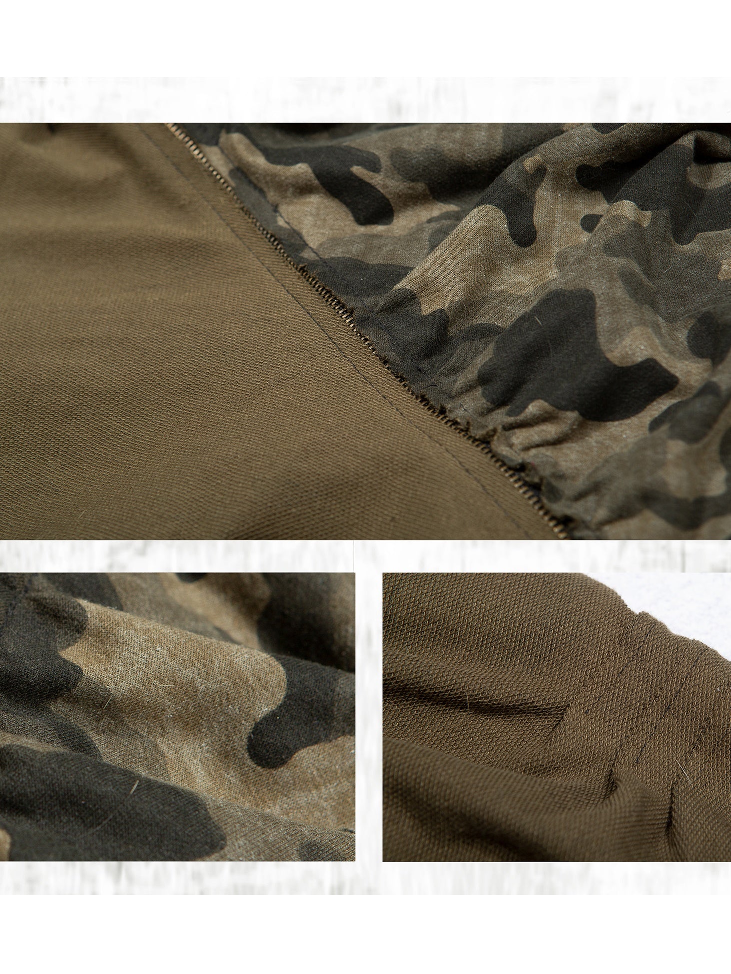 Asymmetric Camouflage Splicing Swing Collar ZIP Cardigan