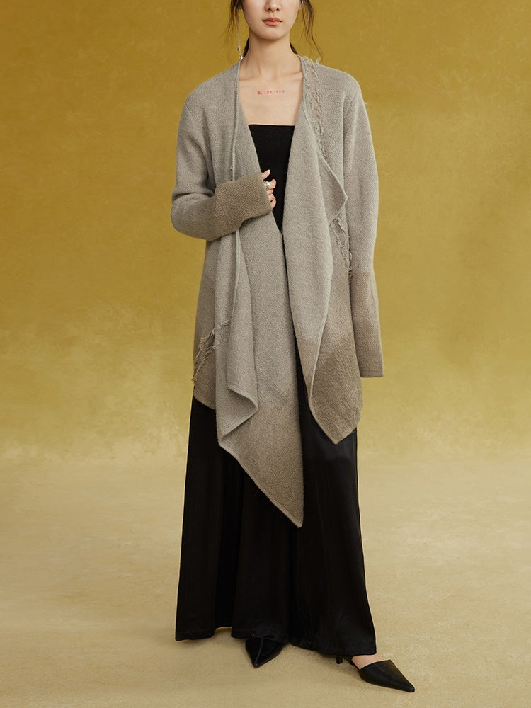 Asymmetric Placket Knitted Robe Cardigan