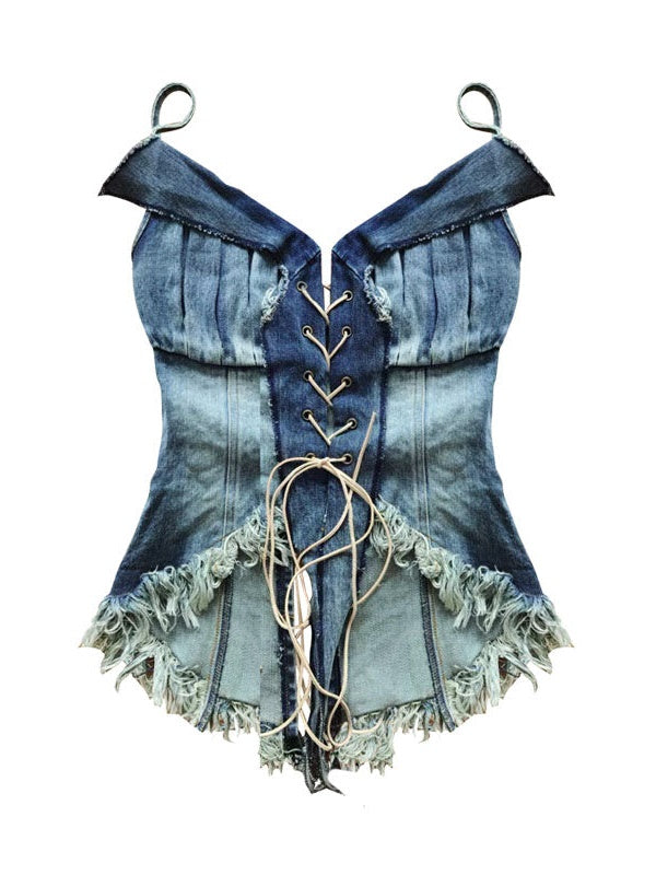 Camisole à lacets en denim de niche