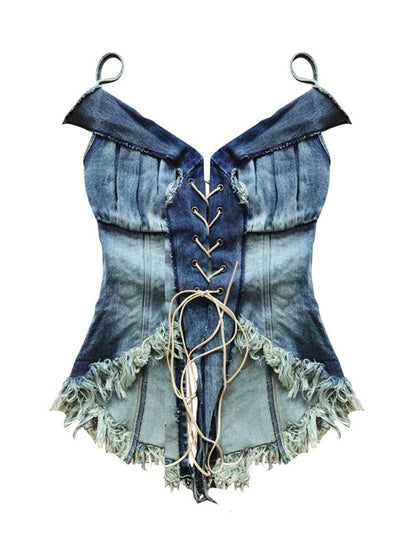 Camisole à lacets en denim de niche