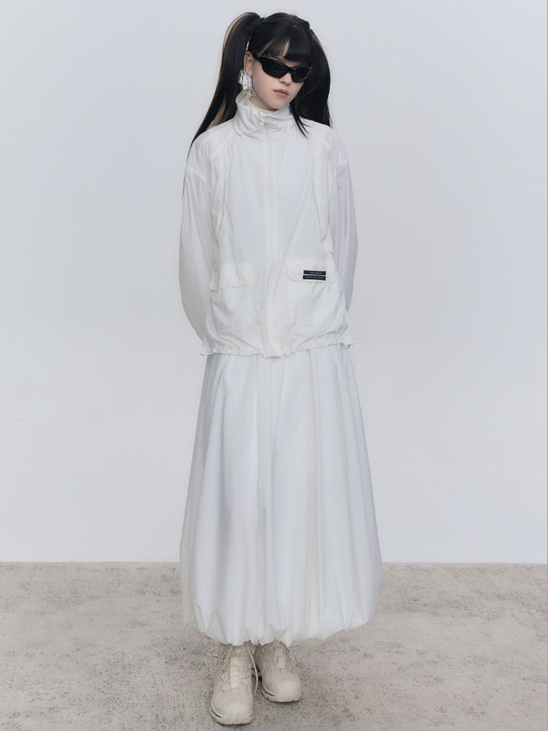 Sunscreen Stand Collar Jacket &amp; Long Skirt