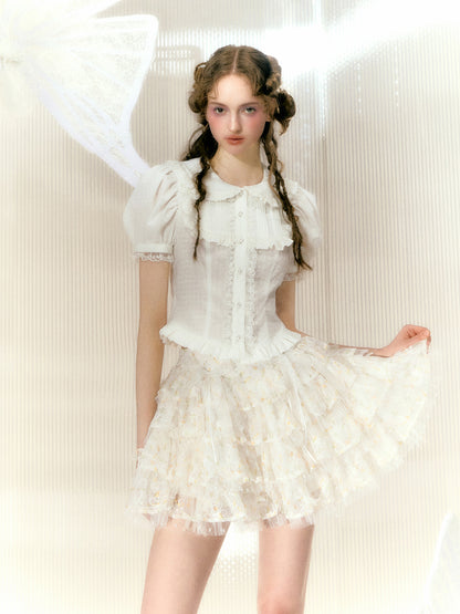 Princess Doll Collar Puff-Sleeve Frill Shirt