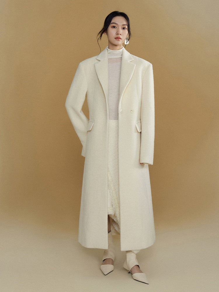 Wide Shoulder One Button Long Coat