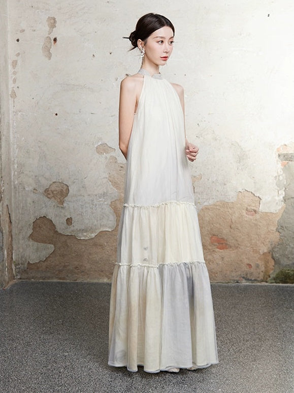 A-Line Sleeveless Long Cake Dress