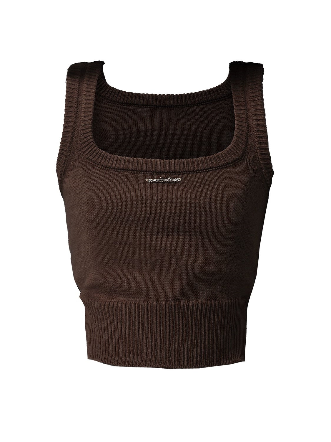 Square-Neck Elastic Short Knitted Vest