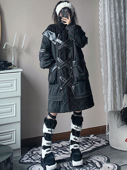 Loose Cross Design Stand-Collar Cotton-Padded Coat