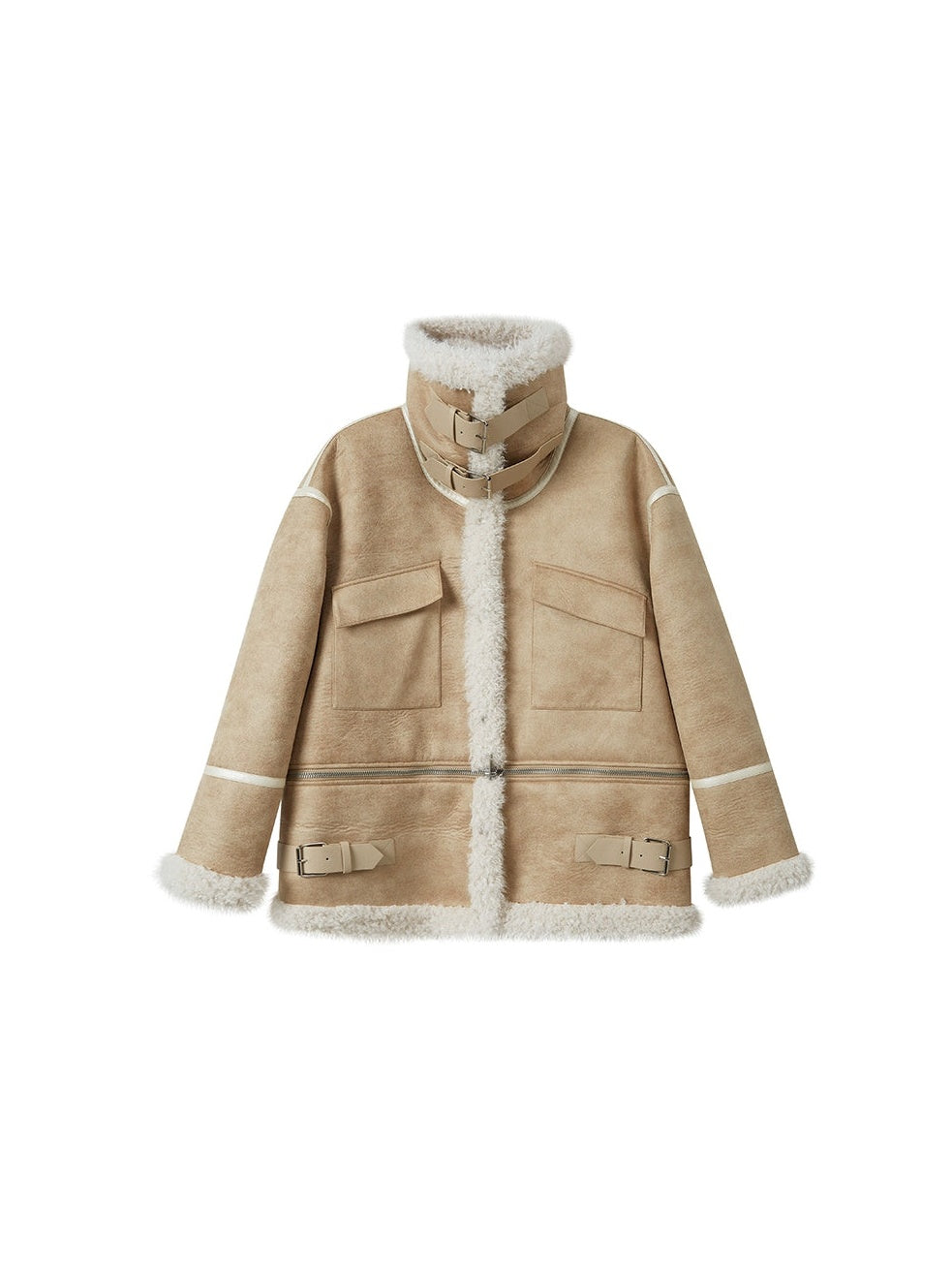 Detachable Large Lapel Plush Coat